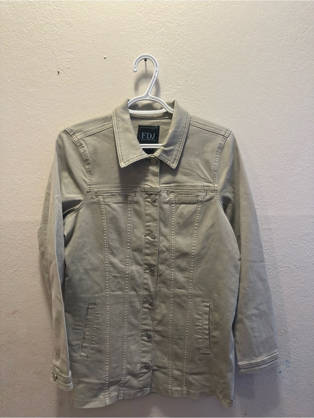FDJ Women's Light Beige Long Denim Jacket ( CANADIAN BRAND )